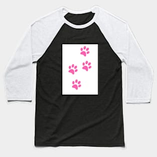 Pink Paw-prints on a white surface Baseball T-Shirt